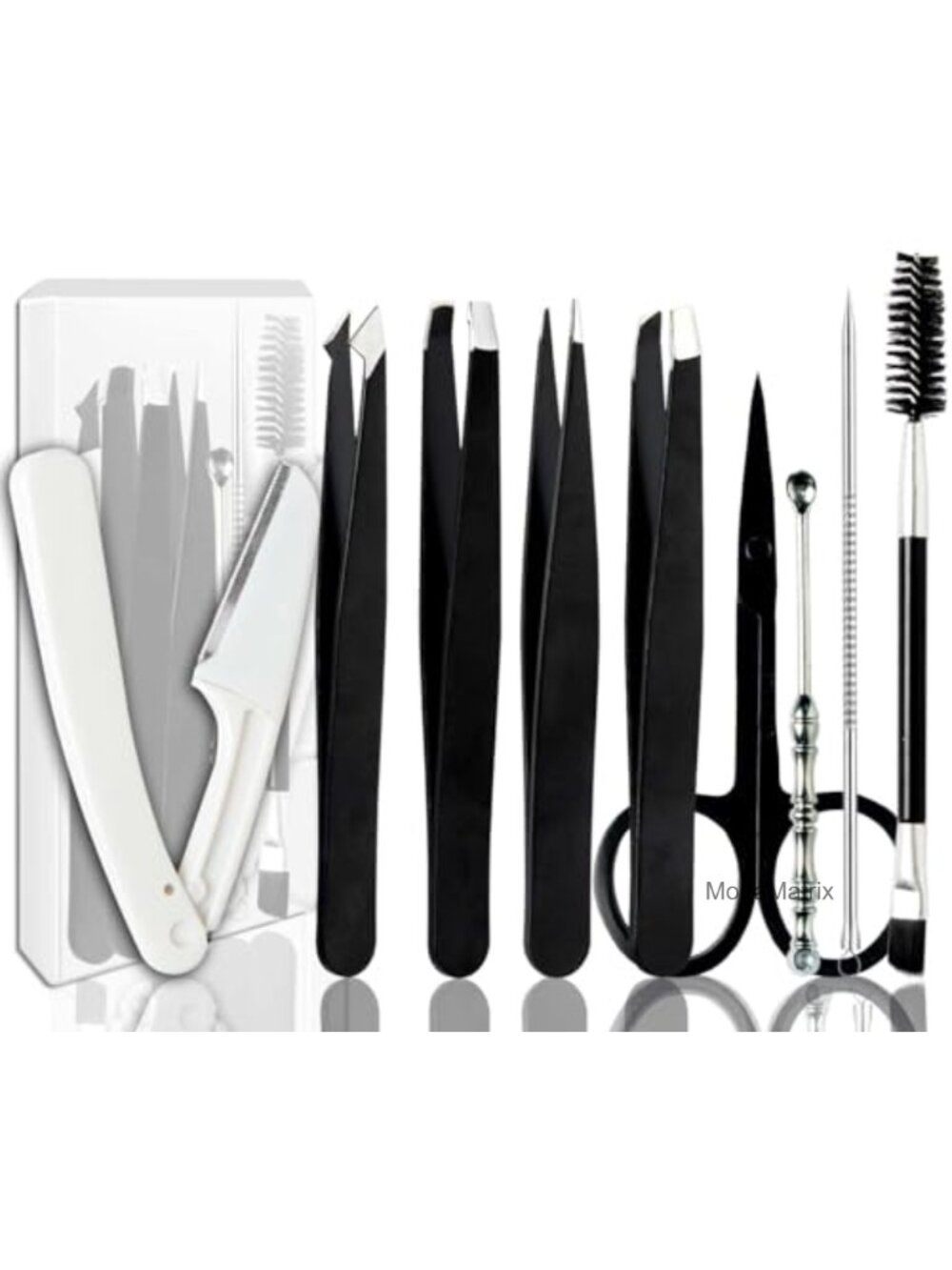 Stainless Steel Tweezers Set Eyebrow Plucking Precision Hair Removal Kit